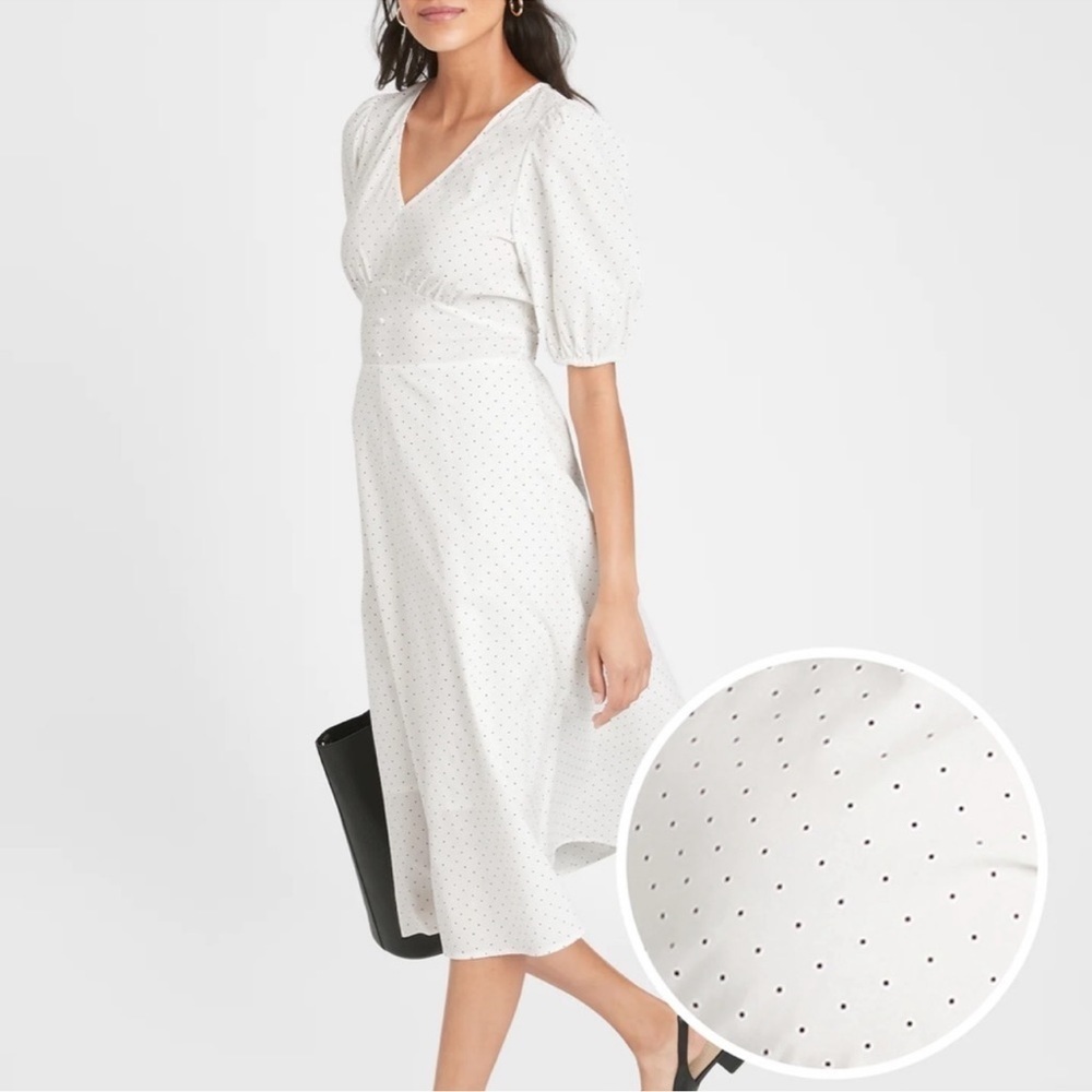 08. Banana Republic White Polka Dot Midi Dress